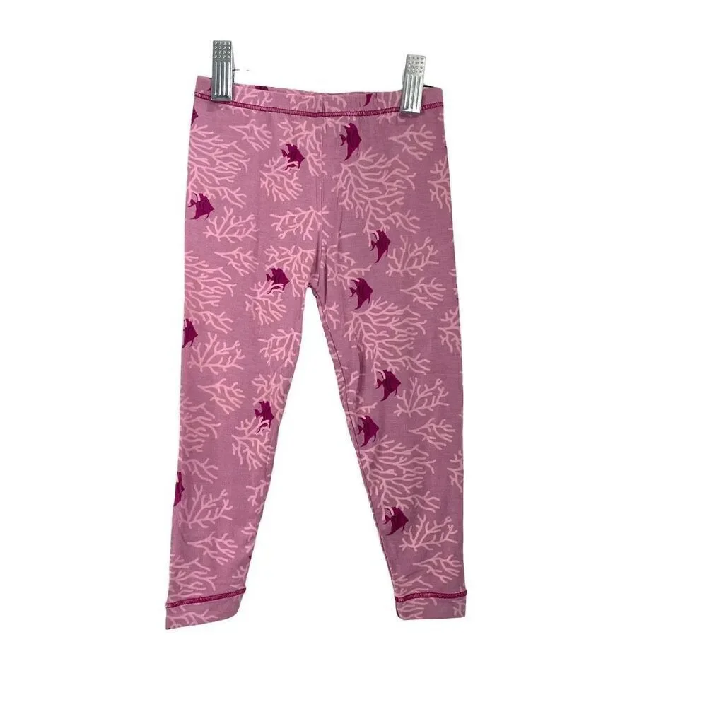 KicKee Pants bamboo pajama set top and bottom Size 2T coral fish print‎